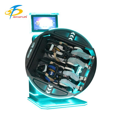 Simulator VR 360 Derajat Rotasi Elektrik Beragam Game Kursi Nyaman Desain Futuristik Headset Keamanan Ganda Fleksibel