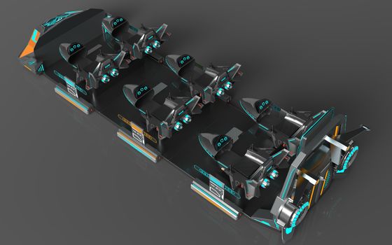 Fun Fly Battleship 6 Seats VR Cinema. Struktur Aksi Individu, Kursi yang Dapat Diekskresikan, Layar Belakang Besar, 55 Game, DPVR E3-S Kacamata & Monitor 32 Inci