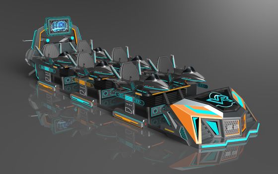 Fun Fly Battleship 6 Seats VR Cinema. Struktur Aksi Individu, Kursi yang Dapat Diekskresikan, Layar Belakang Besar, 55 Game, DPVR E3-S Kacamata & Monitor 32 Inci