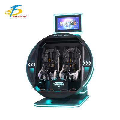 Simulator VR 360 Derajat Rotasi Elektrik Beragam Game Kursi Nyaman Desain Futuristik Headset Keamanan Ganda Fleksibel